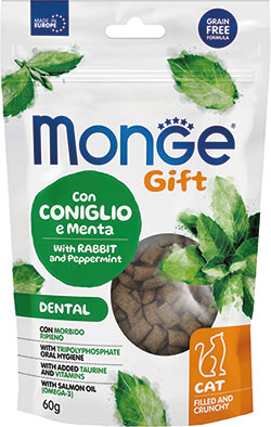 Monge Gift Cat Dental Лакомство с кроликом и перечной мятой для кошек