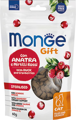Monge Gift Cat Sterilised Ласощі з качкою та журавлиною для котів