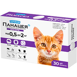 Superium Панацея Протипаразитарні таблетки для котів вагою від 0,5 до 2 кг